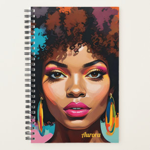 Melanin Woman w/Afro - Pop Art Inspiriert Planer