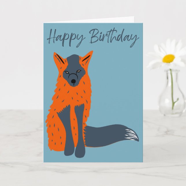 Melanistic Fox Amoureux des animaux carte d'annive (Petite plante)