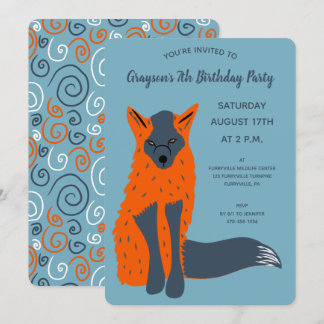 Melanistische Fox Ältere Boys Animal Birthday Part Einladung