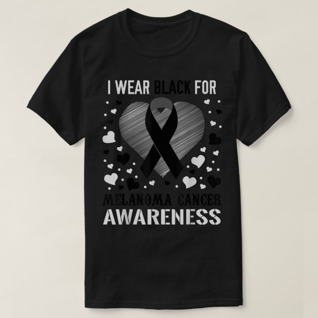Melanom Cancer Awareness Support Ribbon T-Shirt (Design vorne)