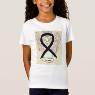 Melanom Cancer Black Awareness Ribbon Angel Shirt