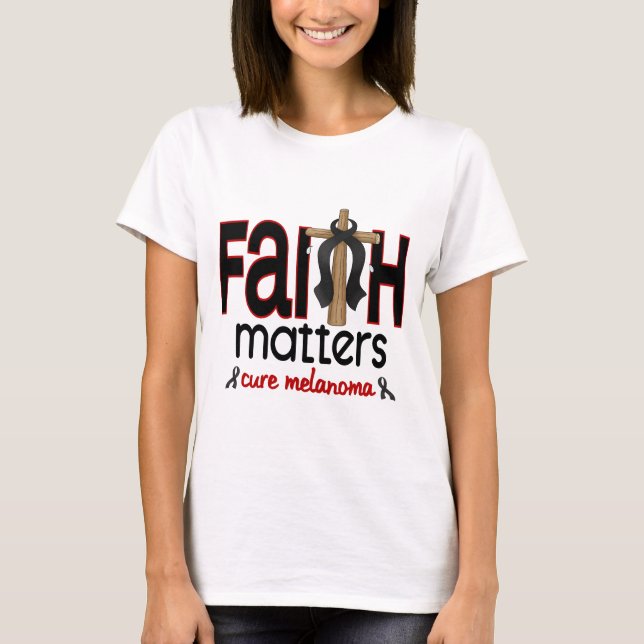 Melanom-Glauben-Angelegenheits-Kreuz 1 T-Shirt (Vorderseite)