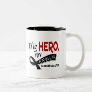 Melanom-Haut-Krebs MEIN HELD MEIN SCHWIEGERSOHN 42 Zweifarbige Tasse