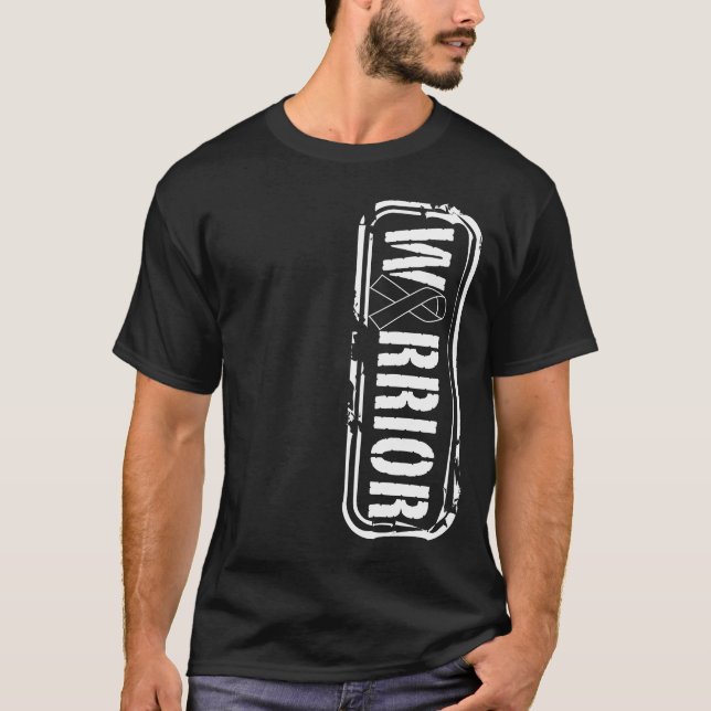 Melanom Skin Cancer Awareness Military Warrier T-Shirt (Vorderseite)
