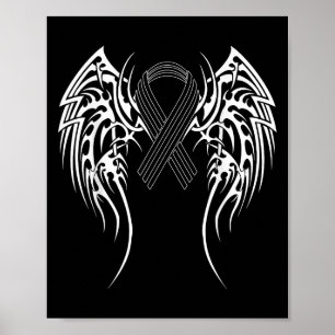 Melanom Skin Cancer Ribbon Tribal Wings Hope T-Shi Poster