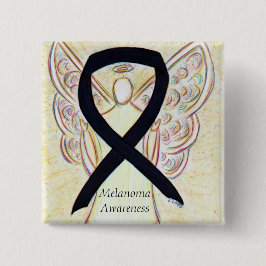 Melanoma Awareness Ribbon Angel Custom Button