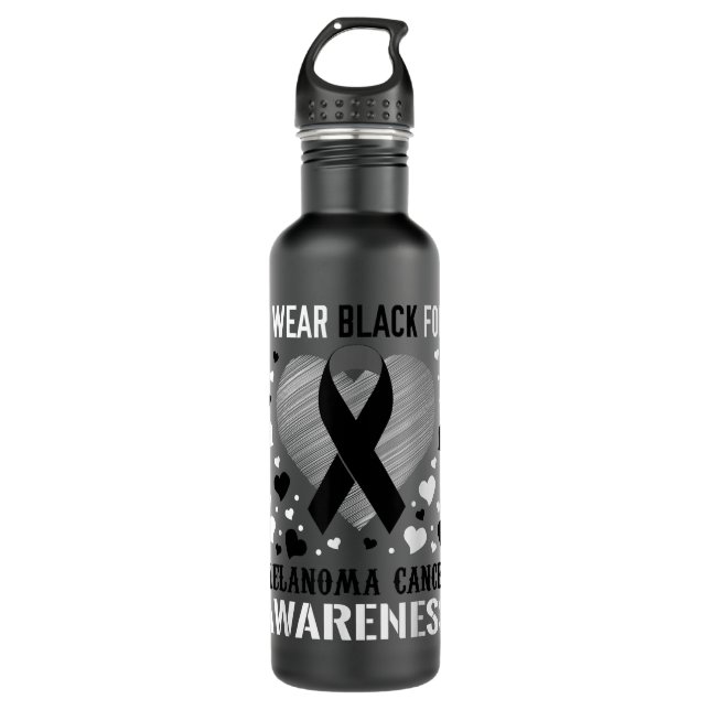 Melanoma Cancer Awareness Support Ribbon  Edelstahlflasche (Vorderseite)