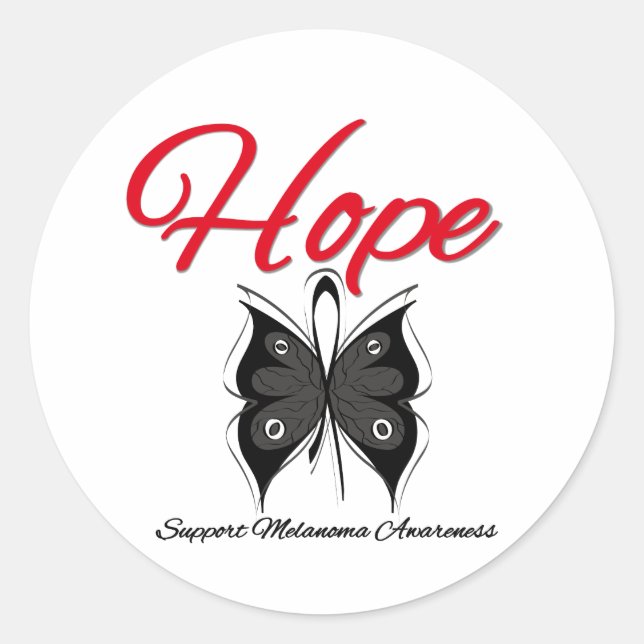 Melanoma Hope Butterfly Ribbon Runder Aufkleber (Vorderseite)