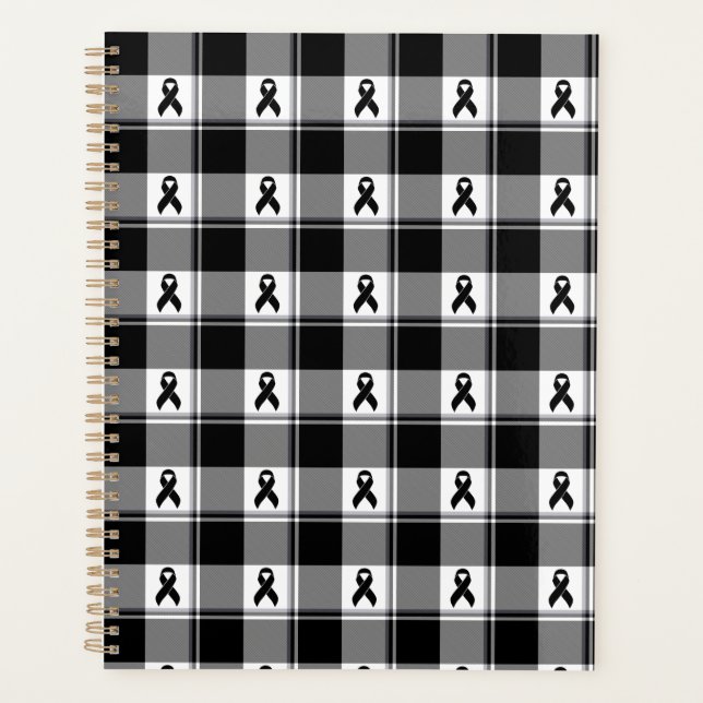 Melanoma Skin Cancer Awareness Plaid Black Ribbon Planer (Vorderseite)