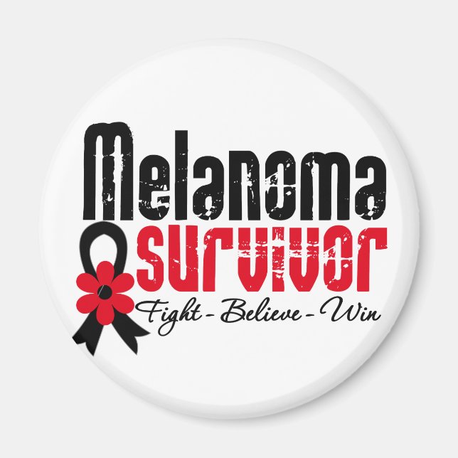 Melanoma Survivor Blume Ribbon Magnet (Vorne)
