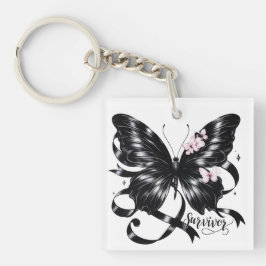 Melanoma Survivor - Schwarzer Schmetterling Schlüsselanhänger