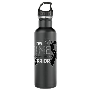 Melanoma Warrior I'm Fine Feather Ribbon Edelstahlflasche