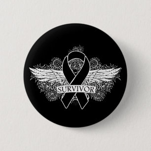 Melanoma Winged SURVIVOR Ribbon Button
