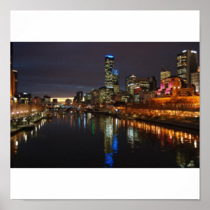 Melbourne-AbendSkyline Poster