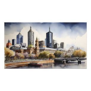 Melbourne Aquarellkunst Fotodruck