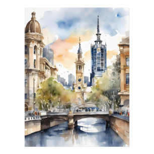 Melbourne Aquarellkunst Fotodruck