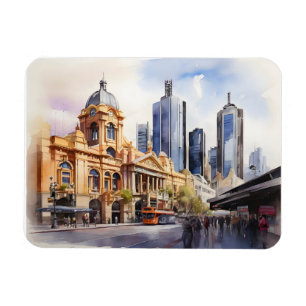 Melbourne Aquarellkunst Magnet