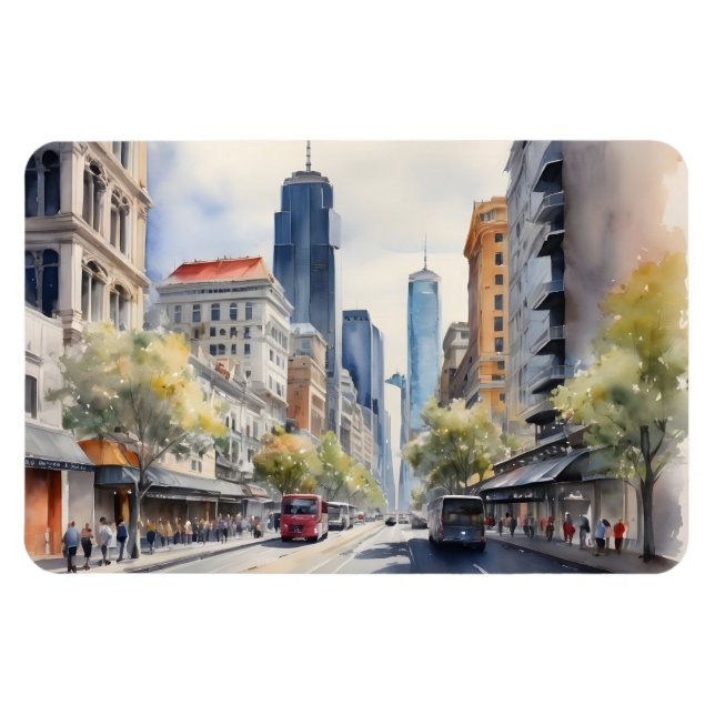 Melbourne Aquarellkunst Magnet (Horizontal)