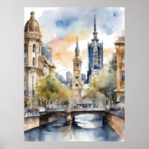 Melbourne Aquarellkunst Poster