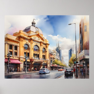 Melbourne Aquarellkunst Poster