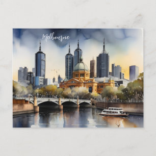 Melbourne Aquarellkunst Postkarte