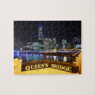 Melbourne Australia CBD Lights over Queen's Bridge