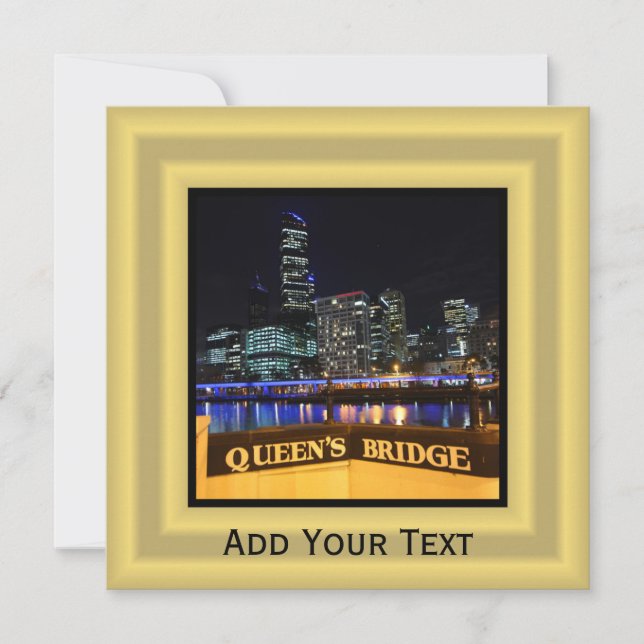 Melbourne Australia CBD Lights over Queen's Bridge Einladung (Vorderseite)