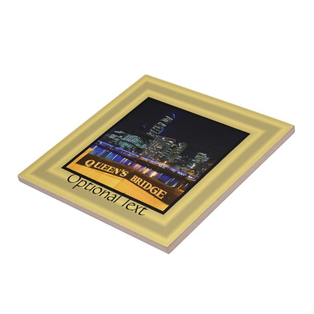 Melbourne Australia CBD Lights over Queen's Bridge Fliese (Seite)