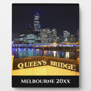 Melbourne Australia CBD Lights over Queen's Bridge Fotoplatte