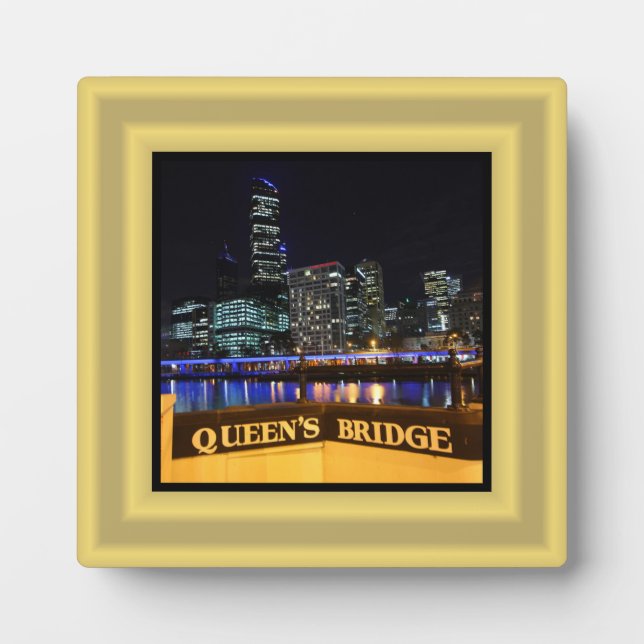 Melbourne Australia CBD Lights over Queen's Bridge Fotoplatte (Vorderseite)
