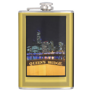 Melbourne Australia CBD Night Lights Flachmann