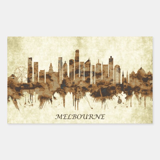 Melbourne Australia Cityscape Rechteckiger Aufkleber (Vorderseite)