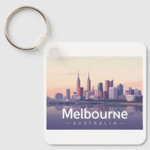 Melbourne Australia Pastel Travel Design Schlüsselanhänger