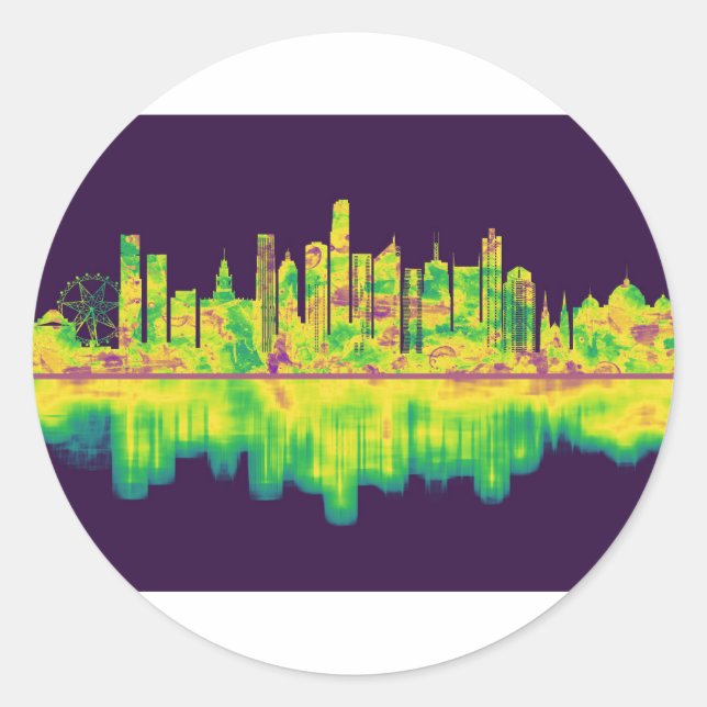 Melbourne Australia Skyline Runder Aufkleber (Vorderseite)
