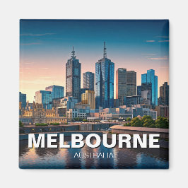 Melbourne Australia Skyline Travel Magnet