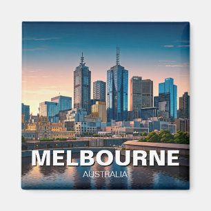 Melbourne Australia Skyline Travel Magnet