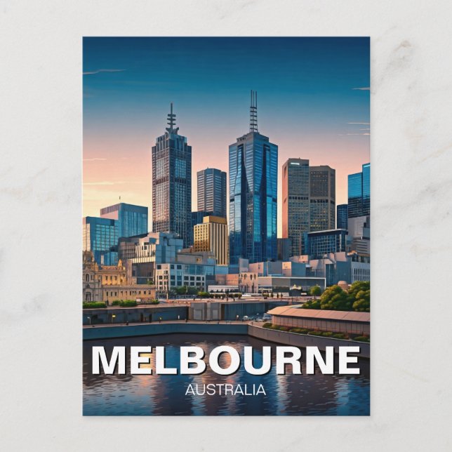 Melbourne Australia Skyline Travel Postkarte (Vorderseite)