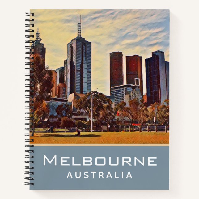 Melbourne Australia Skyline Watercolor Art Notizbuch (Vorderseite)