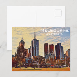 Melbourne Australia Skyline Watercolor Art Postkarte
