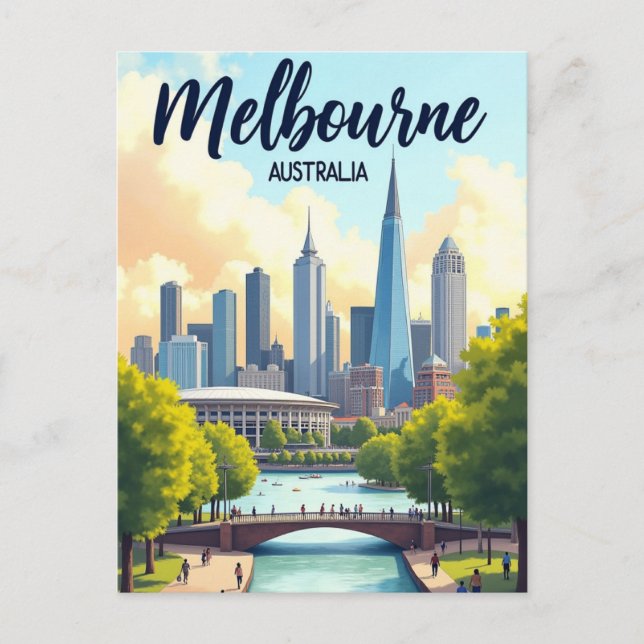 Melbourne Australia Travel Artistic Vintage Postkarte (Vorderseite)