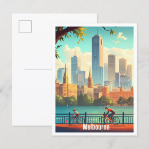 Melbourne Australia Vintage Travel Illustration Postkarte