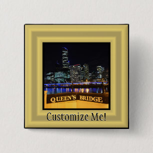 Melbourne Australien CBD-Lichter über Queens Bridg Button