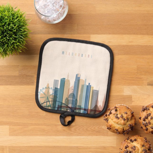 Melbourne, Australien | City Skyline Topflappen (Oben Unten)