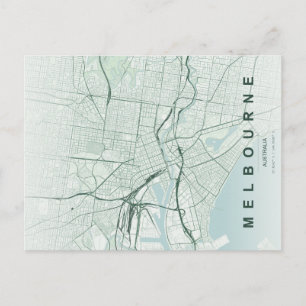 Melbourne Australien Karte Minimale Postkarte