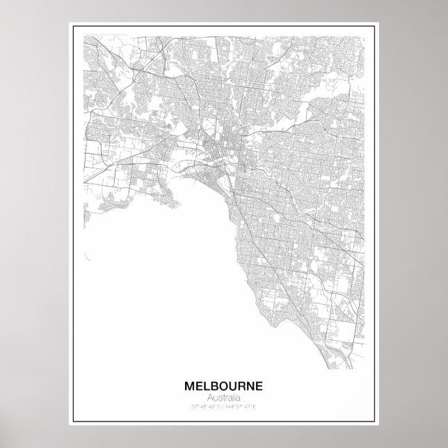 Melbourne, Australien Minimalistisch Map Poster (Vorne)