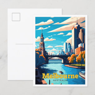 Melbourne Australien Reise Kunst Vintage Postkarte
