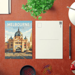 Melbourne Australien Reise Kunst Vintage Postkarte