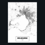 Melbourne, Australien (schwarz auf weiß, Brauch) Poster<br><div class="desc">Intrikate Plakate von Städten nur durch ihre Straßen in schönen Details umrissen. Routelines Kunstwerk Copyright (c)2015 Nicholas Rougeux. Kartendaten außerhalb der USA sind (c) OpenStreetMap (http://www.openstreetmap.org) Beitragende,  CC BY-SA (http://creativecommons.org/licenses/by-sa/2.0/). Weitere Informationen unter www.Routelines.com</div>