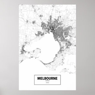 Melbourne, Australien (schwarz auf weiß) Poster