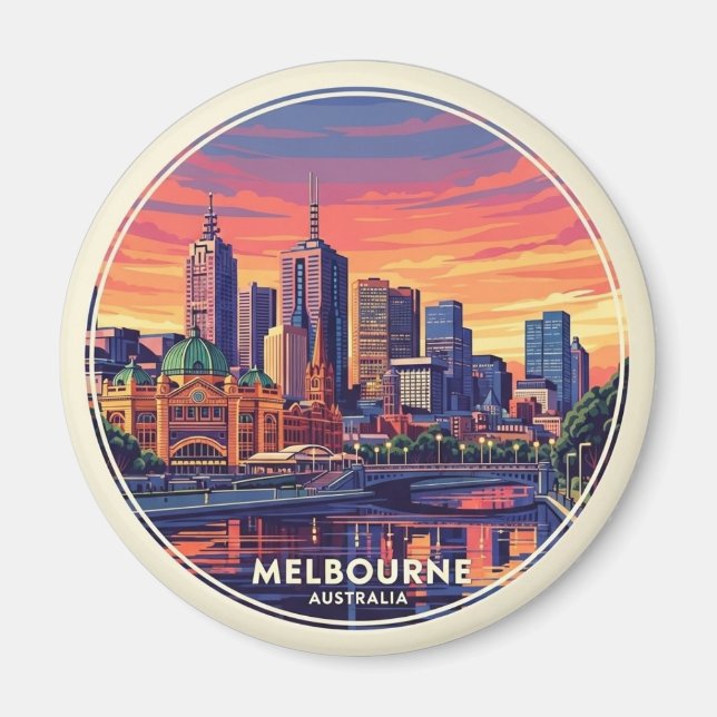 Melbourne Australien Skyline Reise Magnet (Vorne)